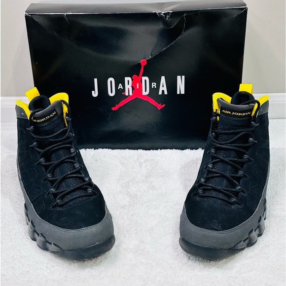 black and yellow jordans 9 retro